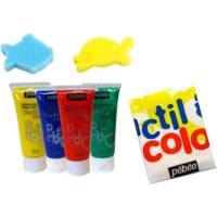 Kit gouache de peinture aux doigts Les animaux de la mer 4 tubes 20 ml - PÉBÉO