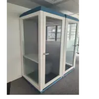Cabine individuelle Micro office Silent Lab OPERA bleue - Vitre Gauche