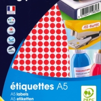 Etui A5 ( 10F ) de 2940 Pastilles Gommettes Rondes 8 mm Rouge - Apli-Agipa