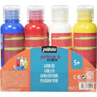 Pack de 4 Flacons de 150 ML Peinture Gouache Primacolor Classique - PÉBÉO