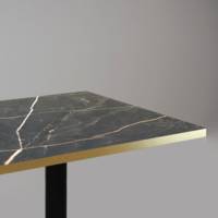 Table pied noir 70x70cm marbre samas chants laiton - intérieur - RestooTab