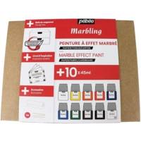 Coffret Collection Peinture à Effet Marbré - 10 Flacons Bouchon Pipette de 45 ml - PÉBÉO
