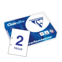Ramette 500 Feuilles Papier Perforé 2 Trous 80g A4 210x297 mm Certifié PEFC Blanc - Clairefontaine