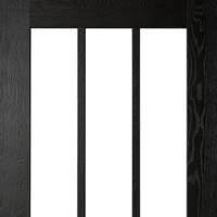 Porte seule coulissante ATELIER LOFT chêne peint noir fonçé vitrage transparent - 204x83cm - rainure et tire - Gedimat - ROZIÈRE