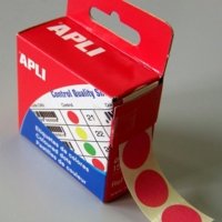 Boite Distributrice 150 étiquettes Gommettes de signalisation Rondes 15 mm Rose - Apli-Agipa