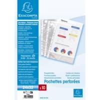 Sachet de 10 pochettes perforées PP haute qualité 9/100e - 24x32cm vertical - Cristal - EXACOMPTA