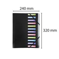 Trieur polypropylène 3 rabats 12 compartiments OPAK - Noir - EXACOMPTA