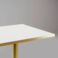Table pied Doré 70x70cm blanc chants laiton - intérieur - RestooTab