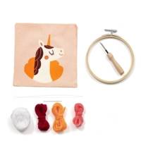 Kit Point De Croix Enfant Punch Needle- Licorne - D 18 Cm Rose - AVENUE MANDARINE