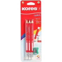 Pack 3 Crayon COACH bout gomme + taille crayon Epais 2U - Kores