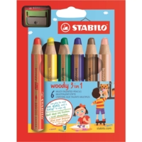 Etui de 6 Crayons woody 3 en 1 Extra large avec taille-crayon - STABILO