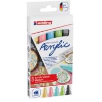 Marqueur acrylique moyen 5100 set de 5 Assortis pastel 2-3 mm - EDDING