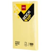 Stick Up Notes adhésives repositionnables 76×126mm - 100 feuilles jaunes - Deli