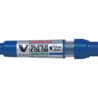 Marqueur Permanent Rechargeable V SUPER COLOR Begreen Pointe Biseautée Moyenne Bleu - Pilot