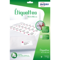 Etui 252 étiquettes d'adressage adhésives Jet d'encre personnalisables 63,5x38,1mm - Avery