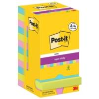 Bloc-note adhésif Super Sticky Notes, 76 x 76 mm Turquoise, vert, rose - Post-it