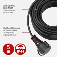 Cordon prolongateur de qualité IP44 en Caoutchouc, Noir, 5 m - BRENNENSTUHL