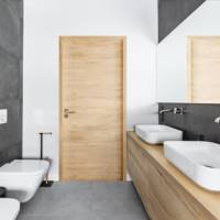 Bloc-porte alvéolaire FUJI revêtu mélaminé chêne terra H.KM1 72 à 100 mm - 204 x 93 cm - Gedimat - MENUISERIES D'OLT