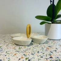 Plateau de table rond Terrazzo Spectra & laiton - RestooTab