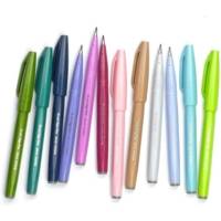 Stylo feutre Brush Sign Pen SES 15, vert olive - PENTEL ARTS