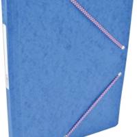Chemise Carte Lustée simple 24 x 32 cm avec élastiques et étiquette de dos Bleu - COUTAL