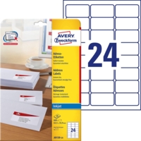 Lot de 600 étiquettes Adresse sur 25 feuilles 63,5 x 33,6 mm jet d'encre Blanc - AVERY Zweckform