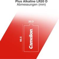 Pack 2 piles Plus Alcaline LR20 D 21000mA - CAMELION