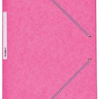 Chemise Carte Lustée 24 x 32 cm à rabats avec élastique et étiquette de dos Rose - COUTAL