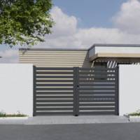 Portail battant MERLIN alu gris anthracite structuré - Gedimat - GARDEN GATE