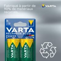2x Accus NI-MH "Power Accu Ready 2 Use", Mono (D/HR20) 3000 mAh - VARTA