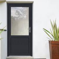 Porte de service PVC BIZERTE gris anthracite 7016 dormant 60 mm avec tapés pour isolation 140 mm - 200 x 90 cm - Gedimat - EUROPEN