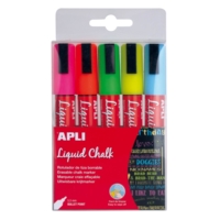 Lot de 5 Marqueurs craie liquide effaçable 22,5x9 cm - Apli-Agipa
