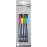 Set de 4 marqueurs craies liquide effaçable ARTVERUM Pte ogive 1-2 mm Assortis - Sigel