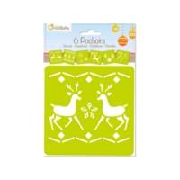 Pochoir enfant noël 2 format 150x150mm translucide set 6 unités - AVENUE MANDARINE