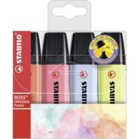 Etui de 4 Surligneurs BOSS ORIGINAL Pastel corail rose bleu citron - STABILO