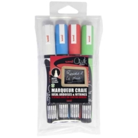 Etui de 4 marqueurs craie Pte conique moyenne CHALK Marker PWE5M/4 1,8 - 2,5mm Assorti - Uni-Ball