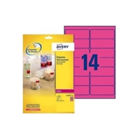 Boite 350 Étiquettes enlevables 99,1 x 38,1 mm sur 25 feuilles Rose Fluo - AVERY Zweckform