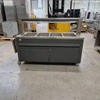 Meuble de self chaud pour enfants - Sur Roulettes, Avec rampe à plateaux - BASICLINEW-4KIDS - Blanco
