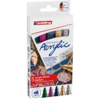 Marqueur acrylique moyen 5100 set de 5 Assortis festifs 2-3 mm - EDDING