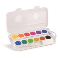 Pastilles d'aquarelle fine en godet remplaçable, 12 couleurs. Ø 30 mm - PRIMO