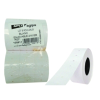 Paquet 6 rouleaux de 1000 étiquettes Blanc rectangulaire 21x12 mm enlevables - Apli-Agipa