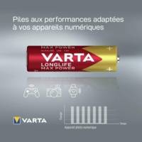 Pack de 4 piles Longlife Max Power AA Mignon LR06 - VARTA