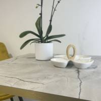 Plateau de table rond Marbre Venato & laiton - RestooTab