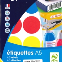 Etui de 84 Pastilles Gommettes Rondes 45 mm sur 7 feuilles A5 couleurs assorties - Apli-Agipa