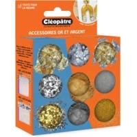 Boite de 9 pots d'accessoires Résine - Thème or et argent - CLÉOPÂTRE