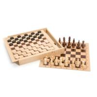 Jeux de dames et d'echecs - coffret en bois - JEUJURA
