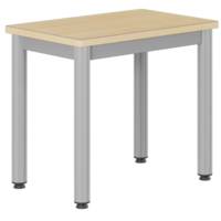 Table CARÉLIE plateau ép.21 mm stratifié chant bois piètement époxy - 60x40 cm - T2 - Hêtre miel/Gris alu 9006 - MOBIDECOR