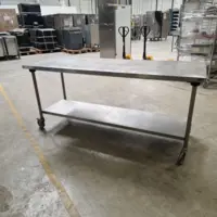 Table inox - Largeur XL (L=1610-2010mm) - Avec étagère basse, Sur Roulettes - TBLXLP70EtagRoul - Vesto