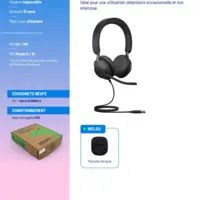 Casque micro filaire USB Jabra Evolve2 40 reconditionné
