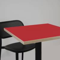 Table pied noir 70x70cm rouge chants bois - intérieur - RestooTab
